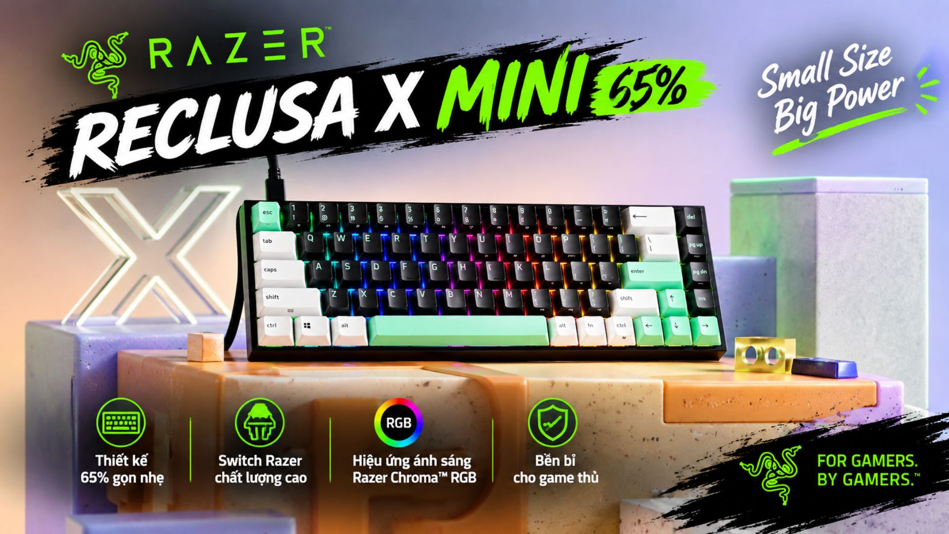 Razer Reclusa X Mini 65% - Bàn Phím Cơ Có Dây Dòng Reclusa
