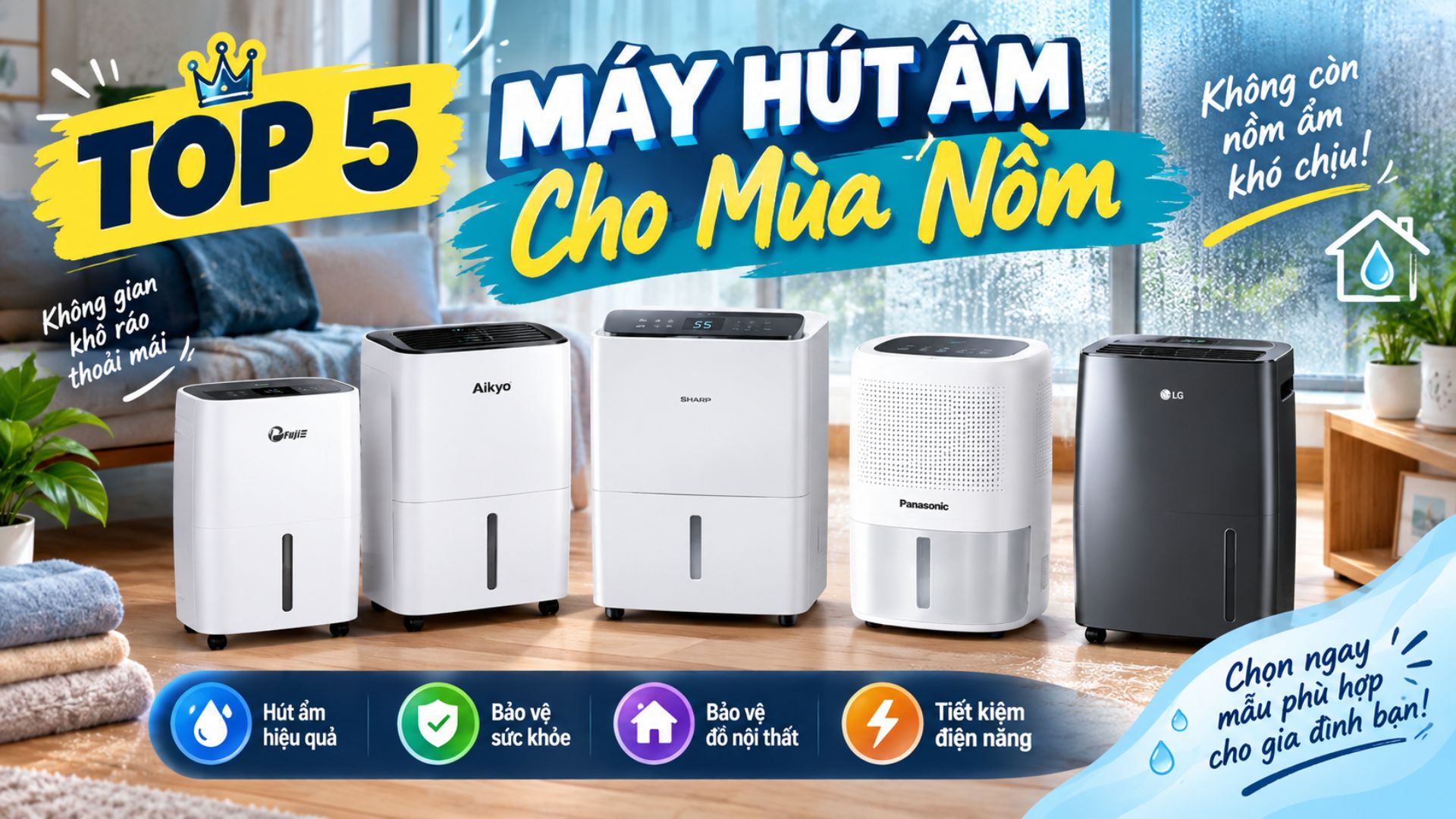 Top 5 máy hút ẩm đáng mua nhất cho mùa nồm - Giải pháp cho những ngày trời nồm