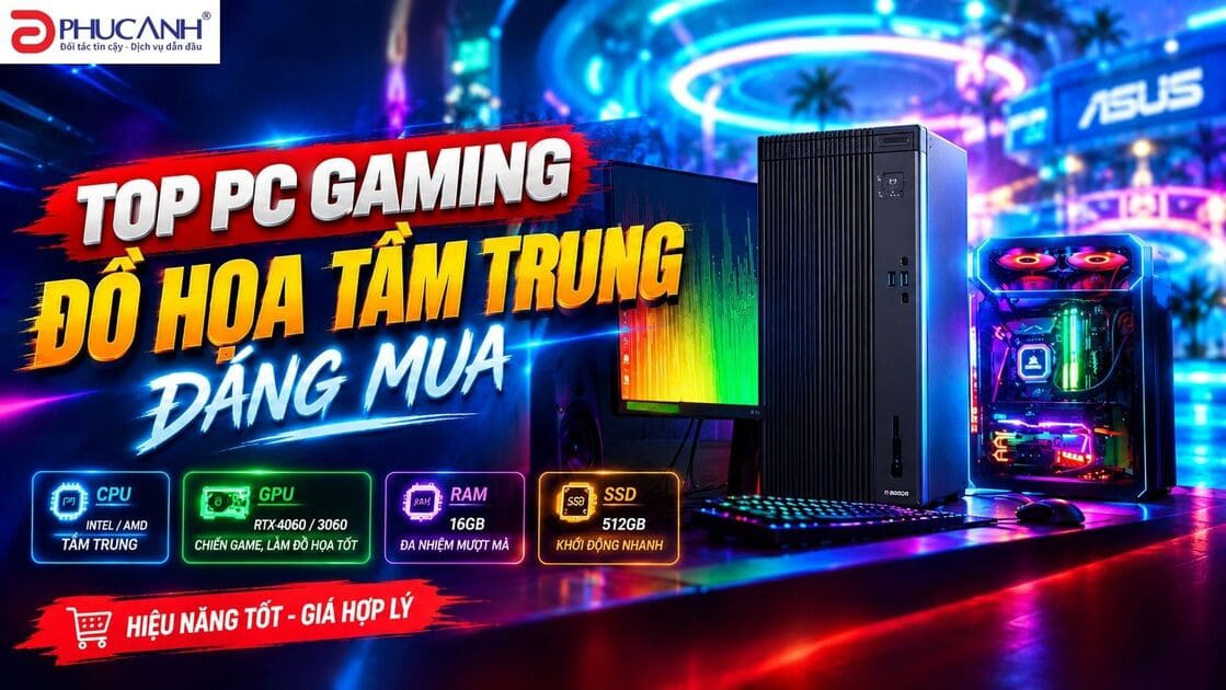 Top PC gaming đồ họa tầm trung đáng mua tại Phúc Anh 2026
