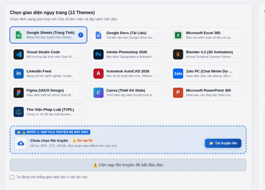 Hướng dẫn Stealth Reader: Đọc truyện giao diện Excel ngay trong giờ làm việc