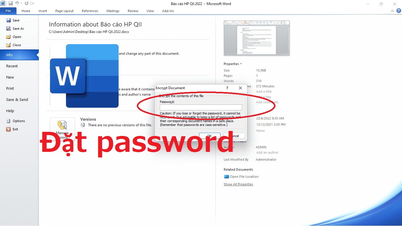 Hướng dẫn bạn cách đặt mật khẩu cho file Microsoft Word để bảo mật dữ liệu