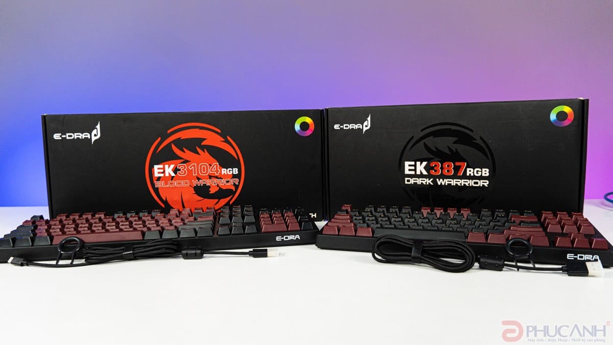 [Review] Trên tay bộ đôi bàn phím mới E-dra EK3104 Blood Warrior và Ek387 Dark Warrior