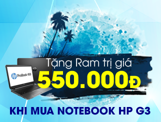 Tặng thêm RAM chính hãng trị giá 550.000 khi mua laptop HP Probook G3