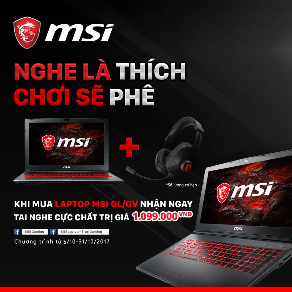 MUA LAPTOP MSI TẶNG TAI NGHE CỰC CHẤT 1.099.000Đ