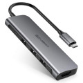 Bộ chuyển đổi Ugreen 70495 USB Type-C sang 3 cổng USB3.0, HDMI, USB Type-C âm hỗ trợ sạc PD