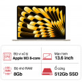 Laptop Apple Macbook Air MRXU3SA/A (Apple M3 8 Core CPU/ 8GB/ 512GB/ 10 core GPU/ Starlight)