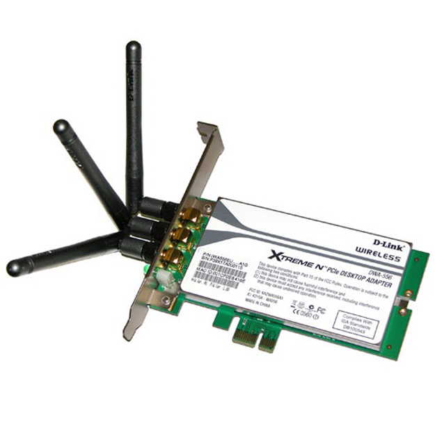 Cạc mạng không dây D-Link DWA-556 (Chuẩn N300Mbps/ 3 ăng-ten/ kết nối qua khe PCIe 1X)