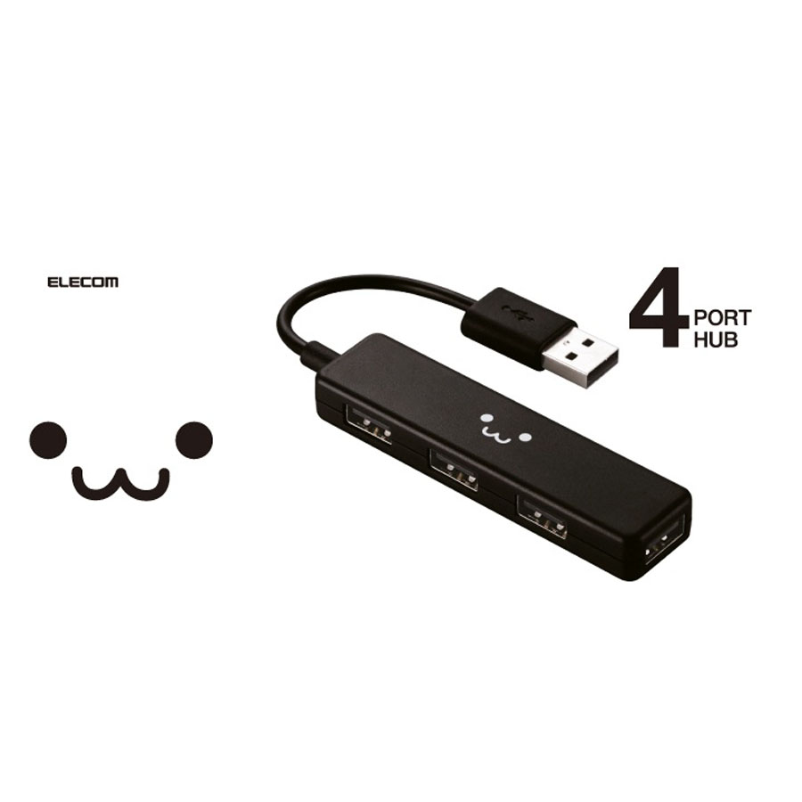 Bộ chia USB 1 ra 4 Elecom U2H-SN4BF1BK (USB2.0-Đen)