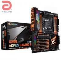 Bo mạch chủ Gigabyte X299 AORUS Gaming 9 (Chipset Intel X299/ Socket 2066/ 8 x DDR4 DIMM/ Max 128Gb/ None VGA/ Form ATX)
