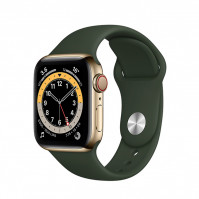 Apple Watch Series 6 44mm 4G Viền Thép Vàng- Cao su xanh