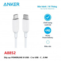 Cáp sạc ANKER PowerLineIII USB-C to USB-C 0.9m-A8852 Trắng