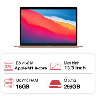 Máy tính xách tay Apple Macbook Air Z12A0004Z (M1 8 Cores CPU/ 16Gb/ 256GB/ 7 core GPU/ Gold)