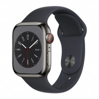 Đồng hồ thông minh Apple Watch Series 8 (41mm/ LTE/ Viền Thép/ Dây Cao Su/ Midnight/ MNJJ3VN/A)