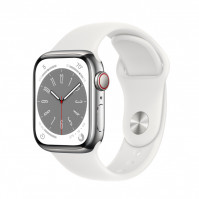 Đồng hồ thông minh Apple Watch Series 8 (41mm/ LTE/ Viền Thép/ Dây Cao Su/ White/ MNJ53VN/A)