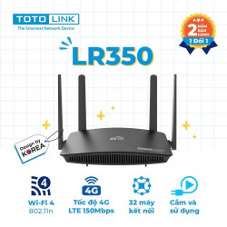 Bộ phát wifi 4G Totolink LR350 (300Mbps/ Chuẩn N/ 4 Ăng-ten ngoài/ Khe Sim 4G/ 25 User)