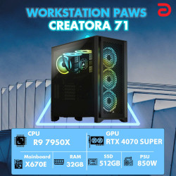 Máy trạm Workstation PAWS CREATOR R9/X670/32G/512G/RTX4070 Super 