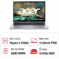Laptop Acer Aspire A314 23M R4TX NX.KEXSV.001 (R5 7520U/ 8GB/ 512GB SSD/14 inch FHD/Win11/ Silver/ Vỏ nhôm/1Y)