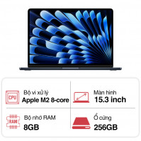Laptop Apple Macbook Air 15 MQKW3SA/A (M2 8-core CPU/ 8GB/ 256GB/ 10 core GPU/ 15.3inch/ Midnight)