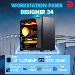 Máy tính PAWS DESIGNER 34 (I7 14700KF/Z790/32GB/RTX 3060 12Gb) 