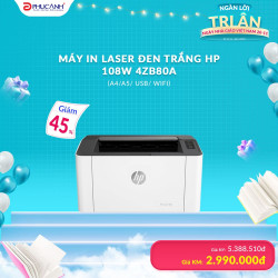 Máy in laser đen trắng HP 108W 4ZB80A (A4/A5/ USB/ WIFI)