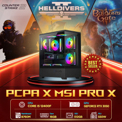 Máy tính PCPA x MSI Pro X (I5 12400F/16GB/RTX 3050 6Gb/550W) 