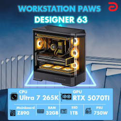 Máy tính PAWS DESIGNER 63 (Core Ultra 7 265K/Z890/32GB/RTX 5070TI) 