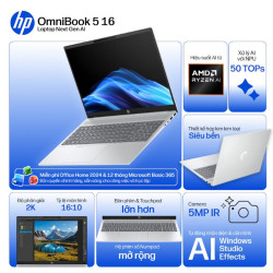 Laptop HP OmniBook 5 16-ag1066AU BZ7S9PA (AI 7 350/ 16GB/ 512GB SSD/ 16 inch WUXGA Touch/ Win 11/ Office/ Bạc)