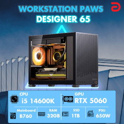 Máy tính PAWS DESIGNER 65 (Core i5 14600K/B760/32GB/RTX 5060 8Gb) 