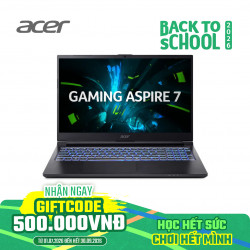 Laptop Acer Aspire Gaming 7 A715 59G 55MD (i5 13420H/ 16GB/ 512GB SSD/ RTX 3050 6Gb/ 15.6 inch FHD/ 144Hz/ Win11/ Black/ Vỏ nhôm/ 2Y)