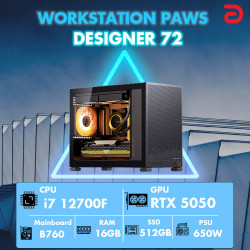 Máy tính PAWS DESIGNER 72 (Core i7/B760/16GB/RTX 5050 8Gb/650W) 