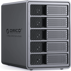 Hộp đựng ổ cứng Orico 9858RU3-EU-GY-BP 3.5Inch USB-B 5Gbps - RAID (5 khe cắm)