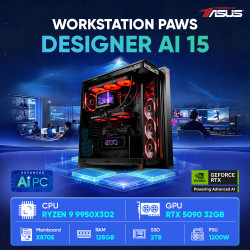 Máy tính PAWS AI Ryzen 9 9950X3D2/X870/128GB/RTX 5090 32GB - POWER BY ASUS 