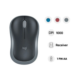 Chuột không dây Logitech M185 Màu Đen viền Xám 