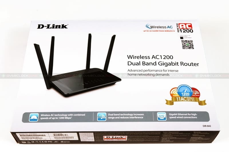 Bộ phát wifi Dlink DIR-842 (4 cổng / Lan 10/ 100/ 1000Mbps / AC1200 (Băng tần 2.4Ghz: 300Mbps+ 5GHz: 867Mbps)/ 4 ăng-ten Dual-band/ / 4 Ăngten)