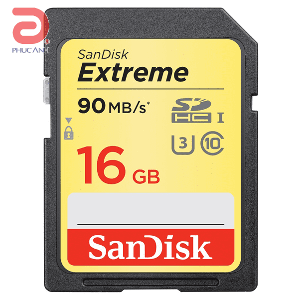 Thẻ nhớ SD Extreme Sandisk 16Gb Class10 (Read/Write:90/40MB/s)
