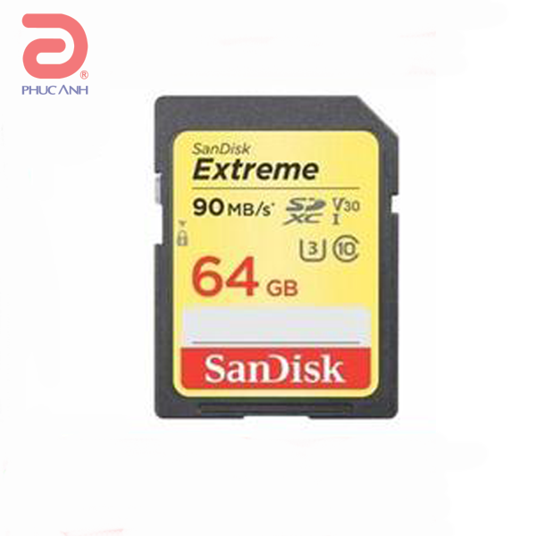 Thẻ nhớ SD Extreme Sandisk 64Gb Class10 (Read/Write:90/40MB/s)