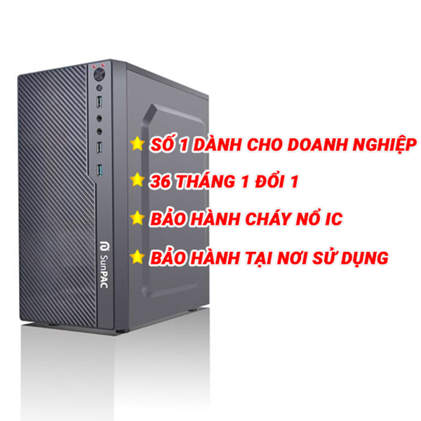 Máy tính để bàn Sunpac Mini Tower I3714MT-SSD120Gb Bộ VXL Intel Kabylake Core i3 7100 3.9Ghz-3Mb/ RAM 4Gb/ 120Gb SSD/ Gigabit LAN 10/ 100/ 1000Mbps/ VGA onboard/ Dos