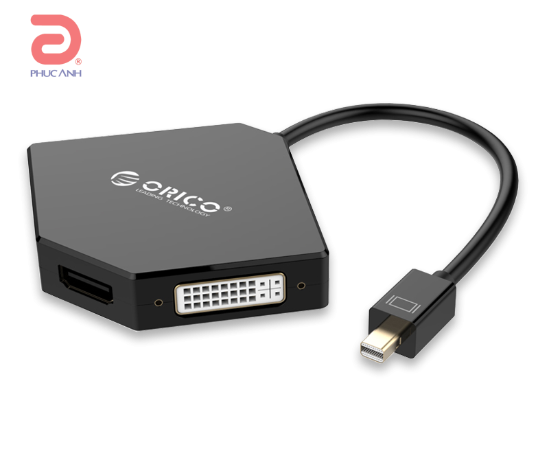 Cáp chuyển đổi Orico Mini Displayport sang HDMI/ DVI/ VGA: Đầu vào: Mini Display Port. Đầu ra: 1 cổng HDMI/ 1 cổng DVI và 1 cổng VGA. Hỗ trợ độ phân giải Full HD: 1920 x 1080