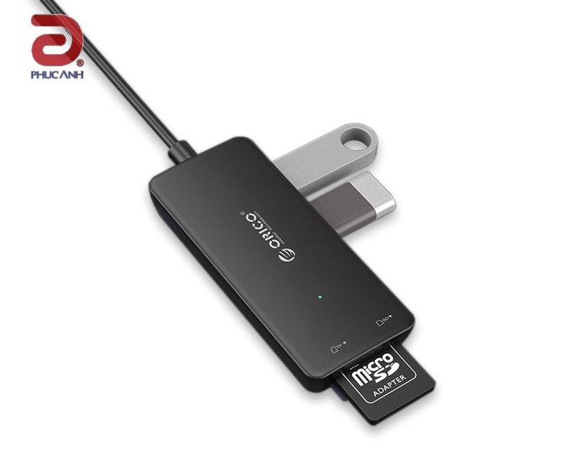 Bộ chia USB 1 ra 3 Orico H3TS-U2 (3USB2.0 & đầu đọc thẻ)