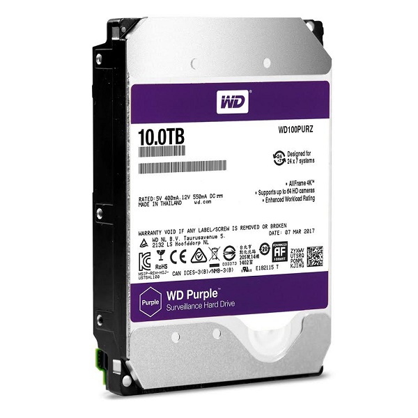 Ổ cứng Western Digital Purple 10TB WD102PURZ (3.5Inch/ 7200rpm/ 256MB/ SATA3/ Ổ Camera)