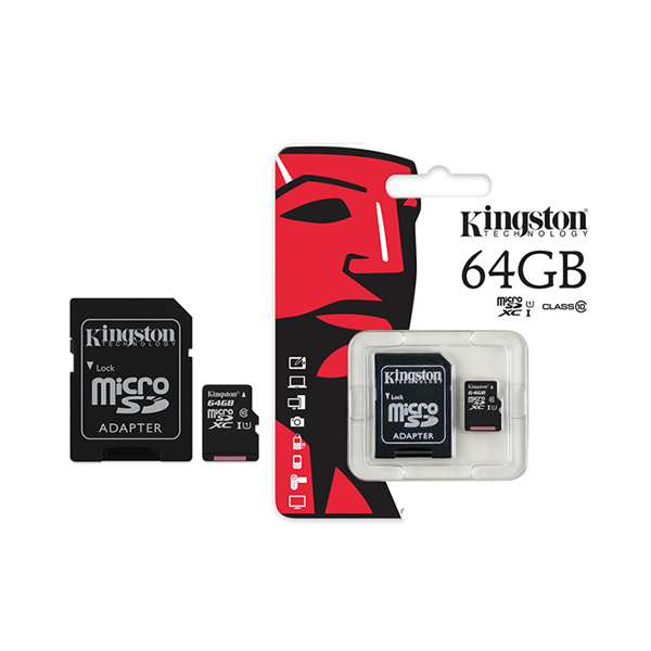 Thẻ nhớ Micro SD Kingston 64Gb Class 10 80MB/s (kèm Adapter)