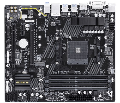 Main Gigabyte AX370M-DS3H (Chipset AMD X370/ Socket AM4/ VGA onboard)