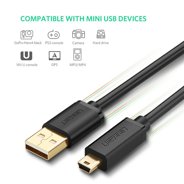 Cáp chuyển Ugreen 10386 mini USB sang USB 2.0 (3m)
