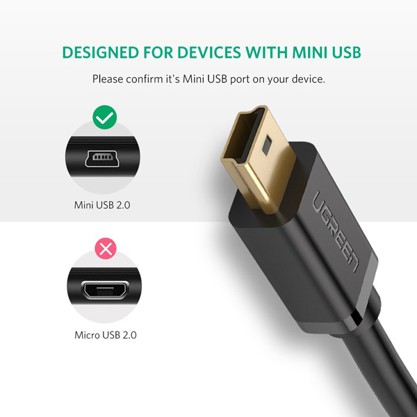 Cáp chuyển Ugreen 10386 mini USB sang USB 2.0 (3m)