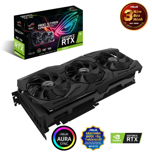 Cạc đồ họa Asus ROG-STRIX-RTX2080TI-O11G-GAMING(NVIDIA Geforce RTX 2080Ti/ 11Gb/ GDDR6/ 352Bit)