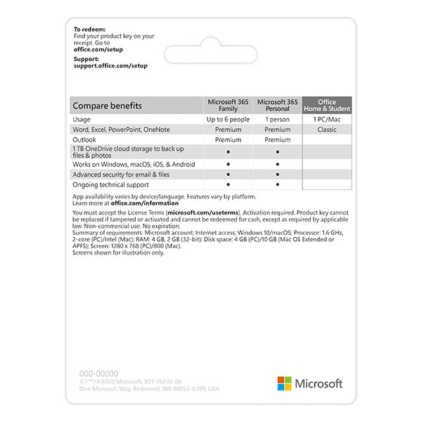 Phần mềm Microsoft Office Home and Student 2019 English APAC EM Medialess (79G-05066) (dùng cho 1 máy tính Windows hoặc Mac. Thời hạn sử dụng vĩnh viễn)