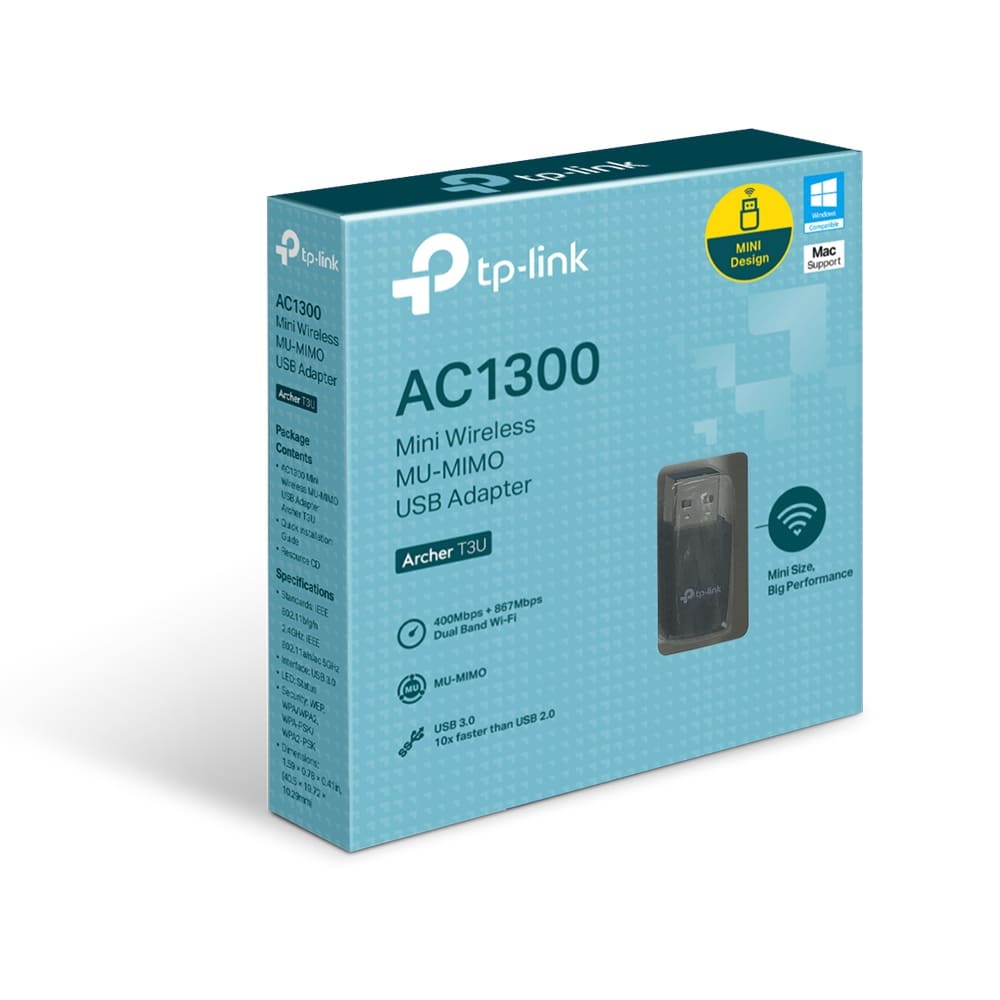 Cạc mạng không dây TP-Link USB Archer T3U (Chuẩn AC/ AC1300Mbps/ Ăng-ten ngầm)
