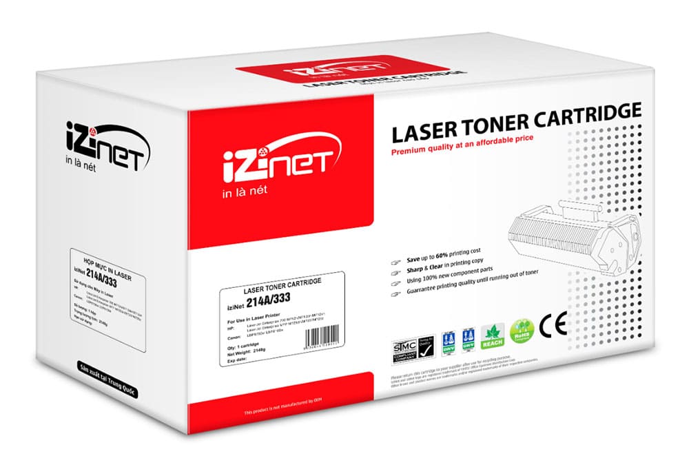 Mực hộp máy in laser iziNet 214A/333- - Dùng cho máy in HP LaserJet Enterprise 700 M712n/M712dn/M712xh, HP LaserJet Enterprise MFP M725dn/M725f/M725z, Canon LBP8780x/ LBP8100n