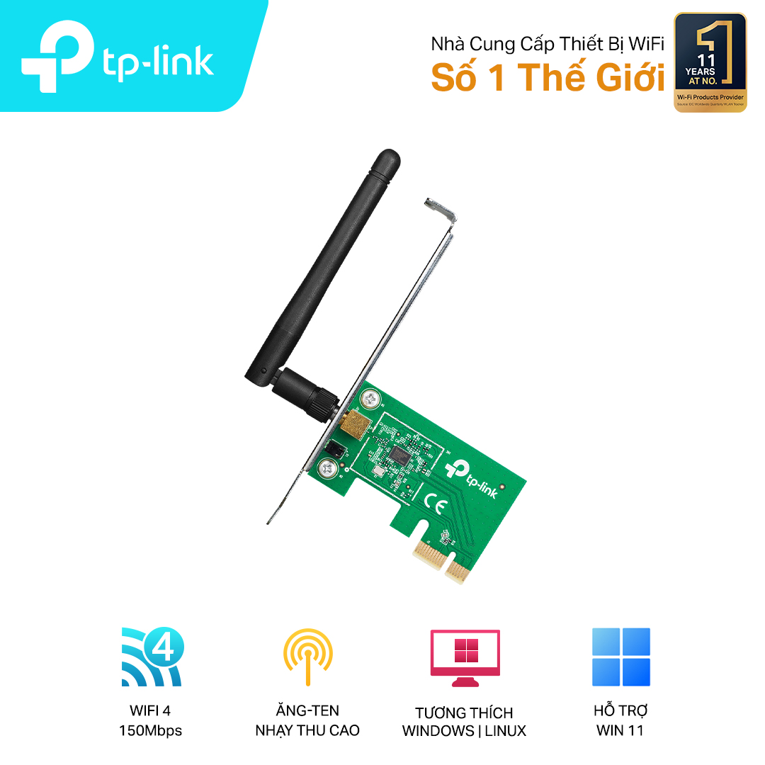 Cạc mạng không dây TP-Link PCI-E TL-WN781ND (Chuẩn N/ 150Mbps/ 1 Ăng-ten ngoài)