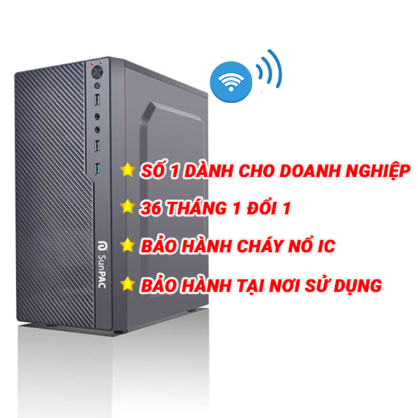 Máy tính để bàn Sunpac Mini Tower I3918W 240GbSSD (Intel Coffeelake Core i3 9100 3.60Ghz-6Mb / Main H310/ Ram 8Gb/ SSD 240Gb/ Wifi/ Case/ nguồn)